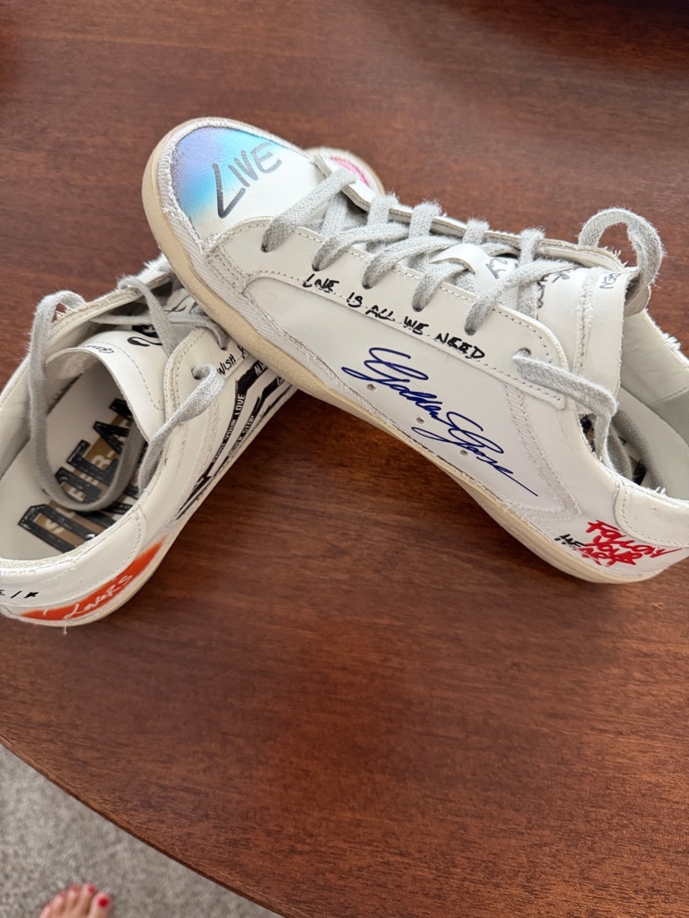 Golden Goose White Low-Top Sneakers with Multicolor Graffiti Accents - Picture 2 of 15